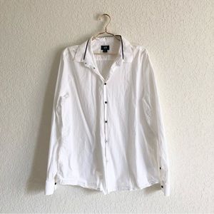 H&M Tuxedo-Style White Button-Down Dress Shirt